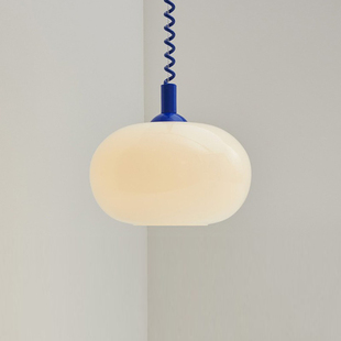 孟菲斯可拉伸吊灯1970s创意餐桌韩式氛围灯吧台橱窗奶白玻璃吊灯