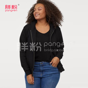 大码宽松运动卫衣女中长款拉链连帽衫秋冬加厚长袖外套胖MM200斤