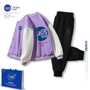 NASA男童棒球服套装2024春秋款洋气中大童女童春装儿童运动服