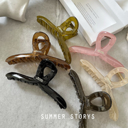 summerstorys韩国超大号，果冻色金标字母，发夹后脑勺盘发抓鲨鱼夹