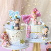 烘焙蛋糕装饰爱莎凯勒生日快乐搪胶摆件eva白云，蝴蝶结梯子插件