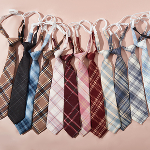 jk小领带女学院风格子，懒人日系制服衬衫领结，男女学生ins潮免打短