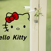 kitty猫半脸蝴蝶结 儿童房间女孩卧室温馨浪漫墙贴防水玻璃门贴纸