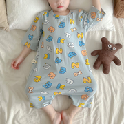 夏季无骨儿童连体睡衣纯棉薄，款婴儿空调服男童女宝宝宝家居服睡袍