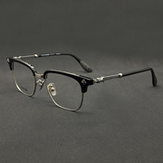 蓝光勊罗心潮复古眼镜框，男纯钛超轻半框板材文艺，大脸配近视眼镜架