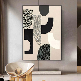 客厅装饰画现代简约沙发背景墙大幅落地画黑白抽象高级感玄关挂画