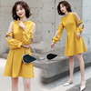 秋季衣服时尚女装秋装修身25至30到40打底裙子纯色黄色黑色连衣裙