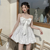 名媛白色吊带裙夏季女2024迪士尼穿搭小个子，蝴蝶结公主礼服裙