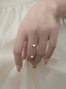 925纯银爱心戒指，女指环可调节食指配饰关节，戒尾戒时尚个性