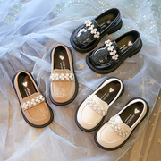 女童皮鞋黑2024春秋儿童鞋子，小女孩公主鞋，黑色演出单鞋豆豆鞋