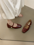 法式红色高跟玛丽珍单鞋女鞋子2023年春秋季高级感晚晚小皮鞋