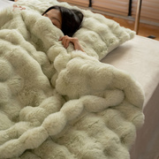 轻奢兔毛绒毯子长毛皮草办公室，披肩单人午睡空调沙发毯高级感盖毯