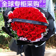 日本昆明鲜花速递99朵红玫瑰花束礼盒五华盘龙官渡西山同城生