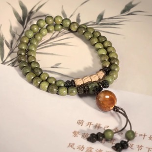 德贵原创老料绿檀木佛珠手串女学生檀香百香籽木质手持手链男款