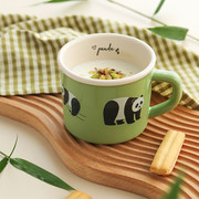 家居熊猫马克杯家用牛奶早餐杯子网红水杯卡通陶瓷杯垫套装