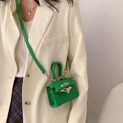 绿色包包女2024网红高级感斜挎包小众质感手提迷你凯莉，包迷你(包迷你)