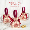 2024结婚喜糖袋子婚礼，高级喜糖盒子手提糖果，袋小红书帆布花朵