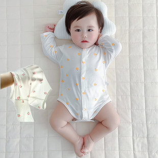 新生儿精棉莫代尔夏宝宝(夏宝宝，)薄款空调服无骨和尚，服长袖包庇衣婴儿衣服