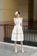 越南小众设计师气质大摆蕾丝小礼服，小众飞飞袖白色连衣裙女