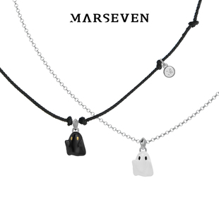 marseven可爱反派系列迷你幽灵项链，s925银趣味个性珐琅锁骨链