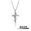 masw麻秀原创设计灵蛇起舞系列，甜酷十字架项链，轻奢简约中性锁骨链