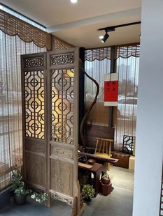 中式做旧屏风客厅实木，隔断装饰可折叠移动仿古花格屏风办公室玄关
