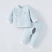 初生婴儿衣服套装春秋分体，夹棉纯棉新生儿，保暖内衣和尚服宝宝冬装