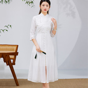改良旗袍年轻少女款气质高端新中式国潮复古风修身中长款连衣裙