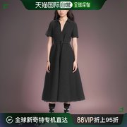 欧洲直邮DIOR/迪奥23年 女士黑色哑光配腰带长款短袖连衣裙