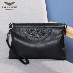 法莱阿玛尼男士手包真皮，奢侈品牌大容量信，封包牛皮手拿包