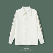 2022春季港风白衬衫女设计感小众复古港味法式气质雪纺衬衣潮