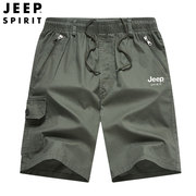 jeep吉普夏季男士短裤纯棉，休闲宽松工装多袋沙滩裤，中年爸爸装裤子