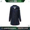 香港直邮armani阿玛尼女装大衣，深蓝色徽标logo风衣长外套3htl0