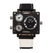 Oulm/欧镭男长方形士手表表带区创意个性/休闲石英白色国产腕表
