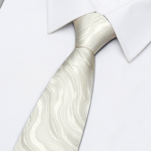 领带男士新郎结婚高级感西装衬衫正装商务米白色复古手打韩版男潮