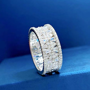 珠宝2023925银排钻戒指女满钻梯方指环