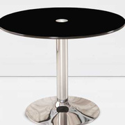 钢化玻璃咖啡色小圆桌子，简约吃饭餐台圆形网红奶茶蛋糕餐桌椅组合