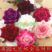 绒布香水玫瑰假花仿真花，头饰绢花拍摄道具婚庆摆饰12cm