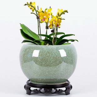 北欧花盆简约室内陶瓷，带托盘球形大号，特大个性吊兰绿萝兰花盆