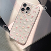原创小清新iphone15ProMax手机壳11/12透明软壳13全包精孔苹果14Pro粉色花朵