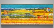 印花dmc纯棉十字绣客厅书房横版，梵高风景名画油画丰收的麦田