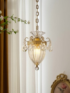 南希法式复古全铜雕花水晶，小吊灯美式餐厅，入户飘窗过道床头吊灯