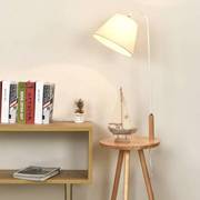现代简约落地灯客厅书房原木，创意茶几床头实木置物架一体立式台灯
