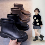 女童加绒马丁靴秋冬儿童，短靴2023年中大童，英伦风皮靴男童靴子