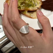纯银爱心食指戒指女小众设计冷淡风高级感轻奢开口可调节个性指环