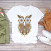 Owl T shirt 欧美潮流猫头鹰捕梦器印花T恤女学生夏季短袖体恤衫