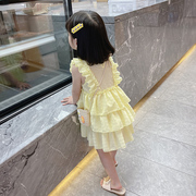 女童夏装连衣裙洋气小童裙子，夏季2023公主裙雪纺，背心裙蛋糕裙