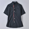 韩版男青年短袖衬衫5.2L62282条边单排扣夏季休闲潮流单口袋衬衣