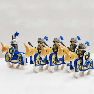 兼容乐高中世纪古城堡蓝狮王罗马骑士十字军战马塑料拼插积木玩具