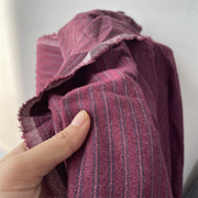 涤棉磨毛条纹复古衬衫连衣裙包沙发布料沙发巾面料11元一米